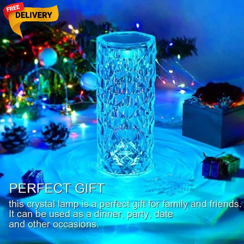 3D Crystal Touch Control Rechargeable Rose Diamond Table Lamp